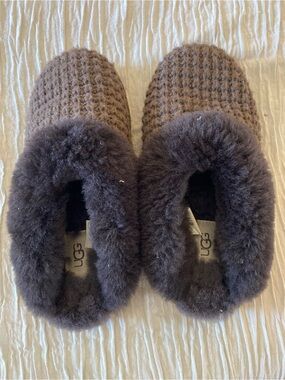 UGG Chocolate Brown Plush Shearling Slippers